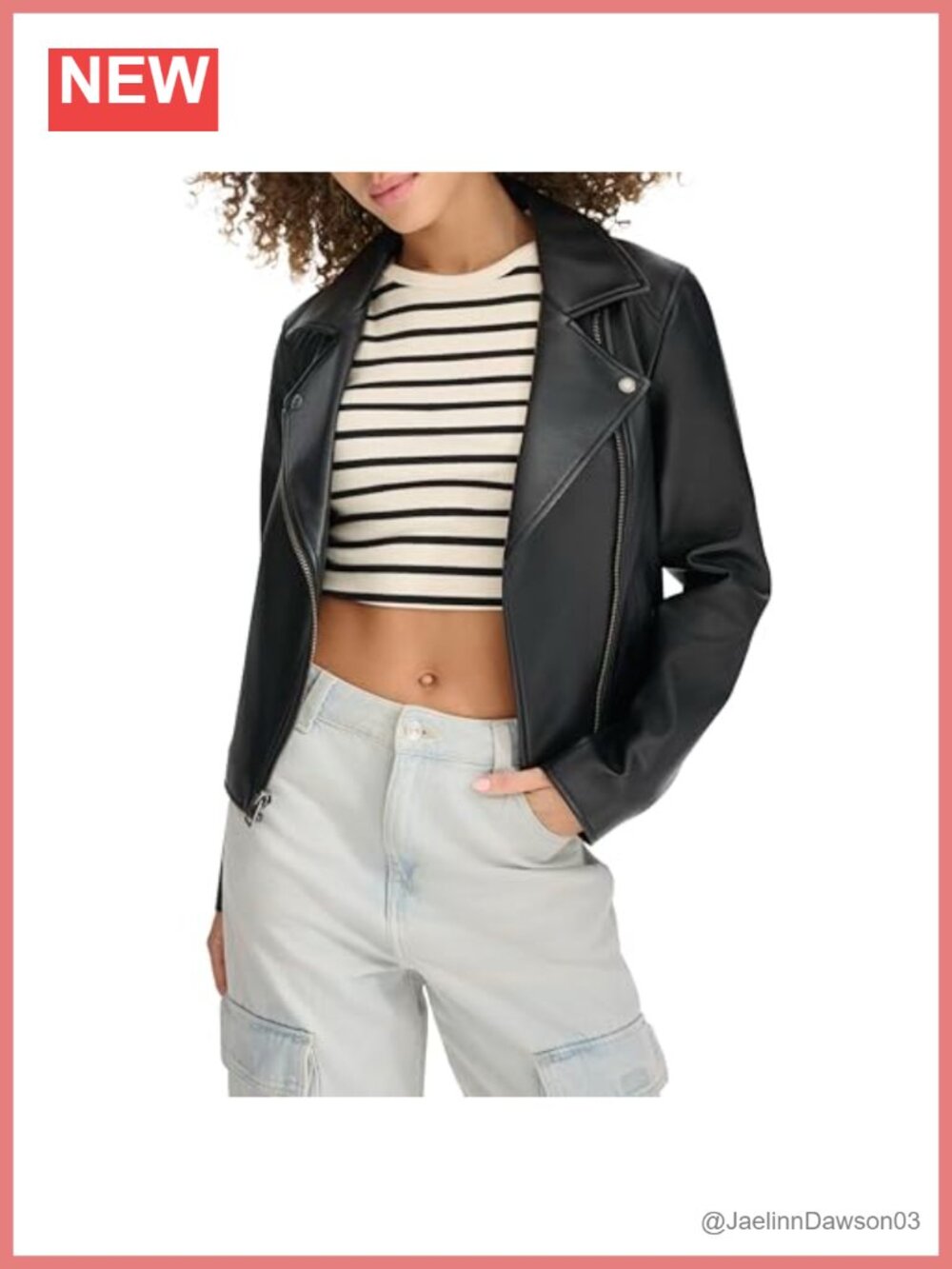 Faux Leather Clean Moto Jacket Cropped Long Sleeve Asymmetrical Zip Women's